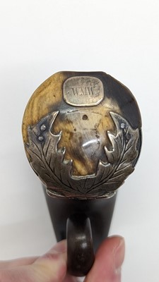 Lot 250 - Two 19th century Scottish rams horn snuff mulls