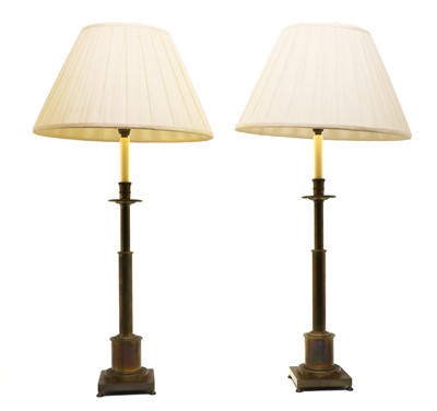Lot 210 - A pair of brass table lamps