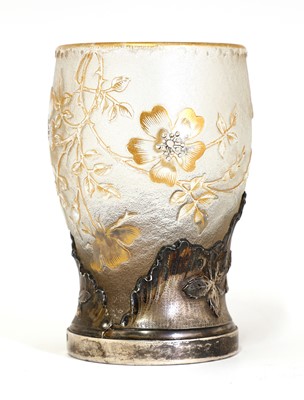 Lot 51 - A Daum glass and silver-mounted rose vase
