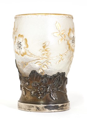 Lot 51 - A Daum glass and silver-mounted rose vase