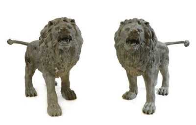 Lot 342 - A pair of life size bronze lions