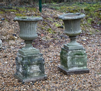 Lot 415 - A pair of reconstituted stone jardinieres