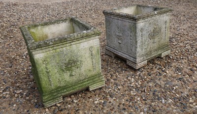 Lot 485 - A pair of reconstituted stone planters