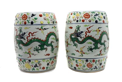 Lot 148 - A pair of Chinese porcelain garden seats
