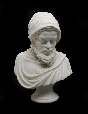 Lot 312 - A Parian bust of an Arabian bearded gentleman