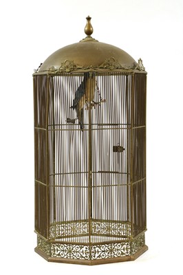 Lot 383 - A large brass bird cage