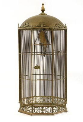 Lot 383 - A large brass bird cage