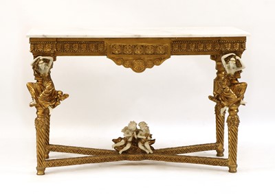 Lot 406 - A French design gilt console table