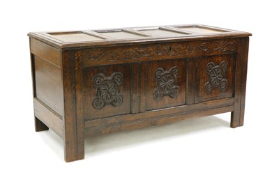 Lot 342 - A late 17th century and later oak coffer