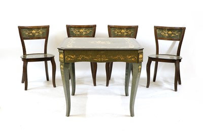 Lot 359 - An Italian games table and four chairs