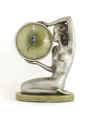Lot 191 - An Art Deco cold-painted bronze desk clock