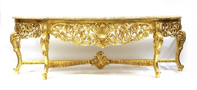 Lot 355 - A large gilt console table and mirror