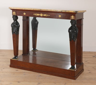 Lot 3 - A pair of First French Empire mahogany console tables