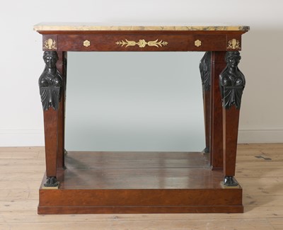 Lot 3 - A pair of First French Empire mahogany console tables