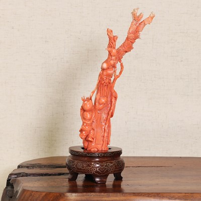 Lot 99 - A Chinese coral carving