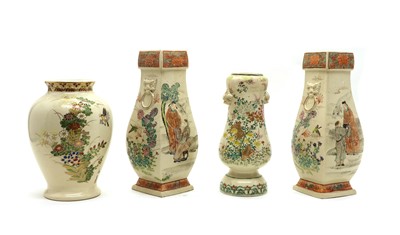 Lot 116 - A pair of Japanese Satsuma ware vases