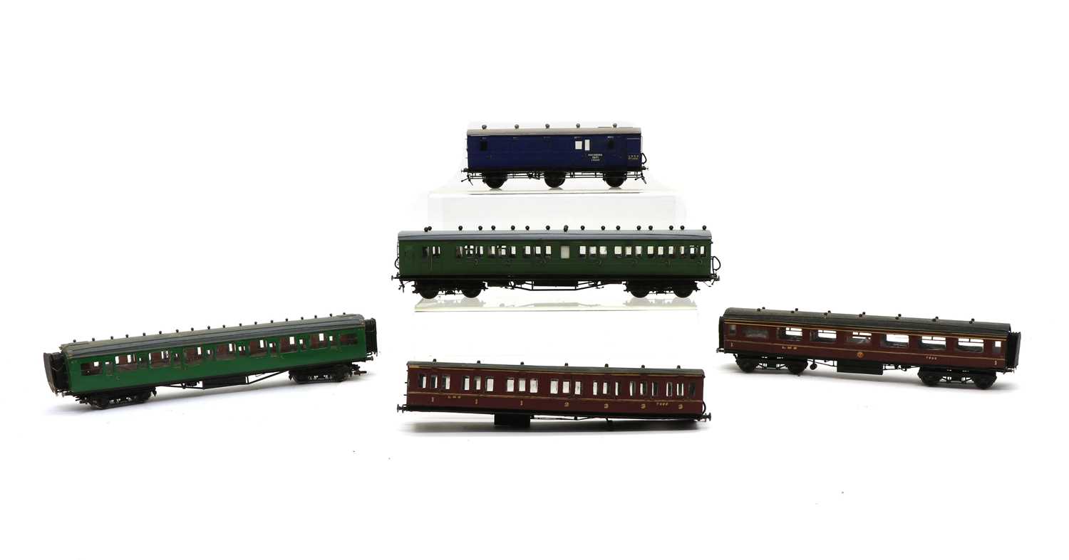 Lot 180 - Seven boxes of kit or scratch-built 00 gauge plastic model railway carriages