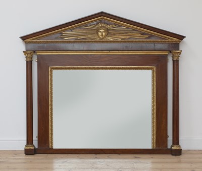 Lot 240 - A walnut neoclassical overmantel mirror
