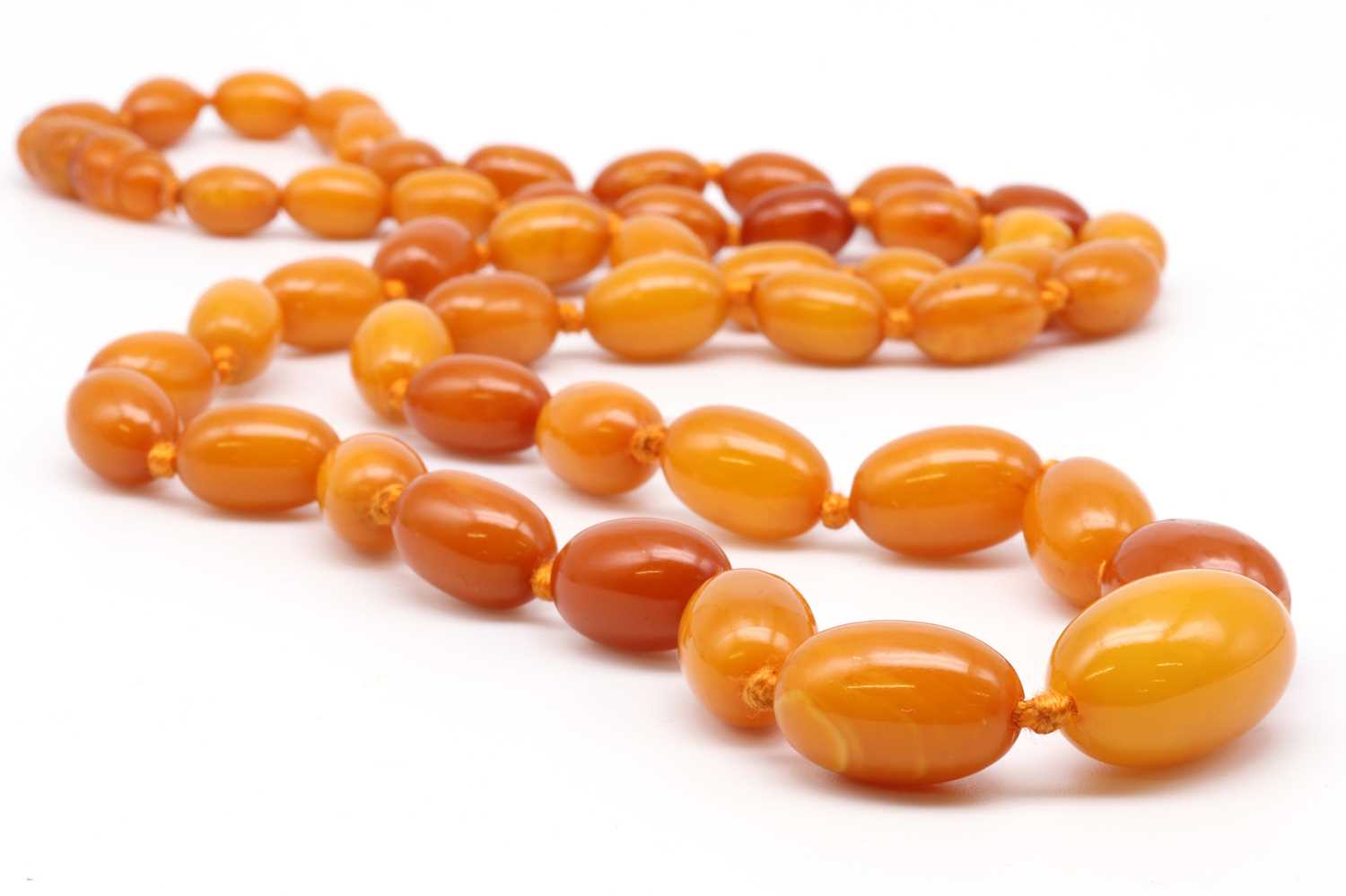 Butterscotch Eggyolk Baltic Amber Necklace 100 Grams, 57 Inches Long - Ruby  Lane