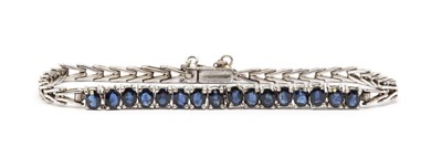 Lot 196 - A silver sapphire set bracelet