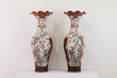 Lot 516 - A pair of large Kutani vases