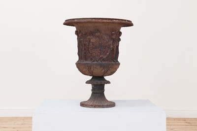 Lot 486 - A large cast iron campagna urn