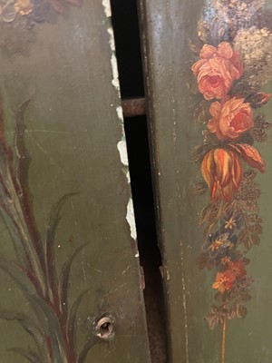 Lot 440 - A green-painted bow-front corner cupboard