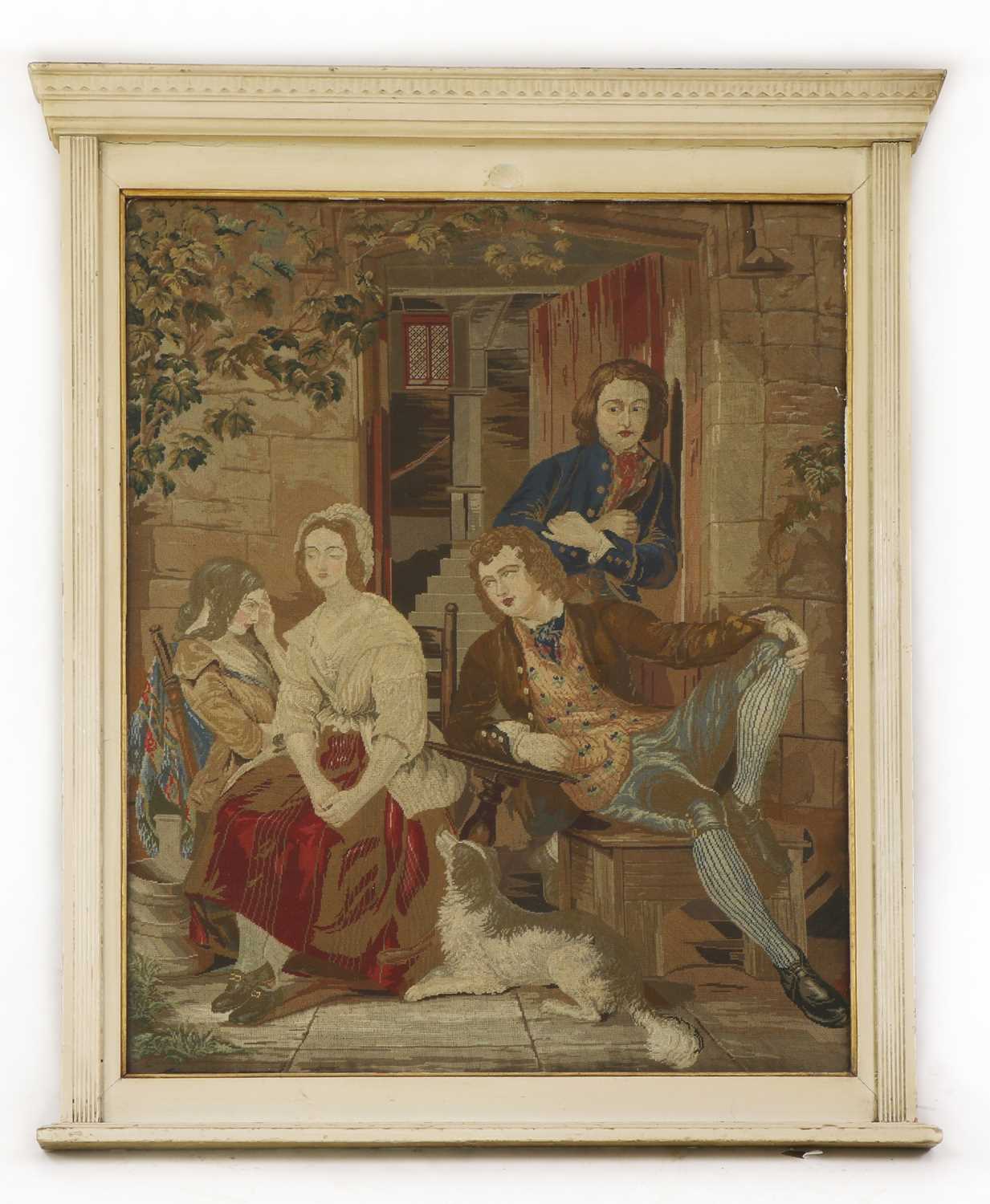 Lot 379 - A French needlework petit point framed panel