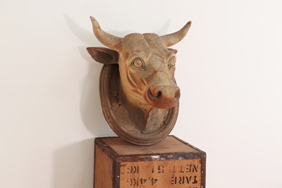 Lot 452 - A large unglazed stoneware bull's head