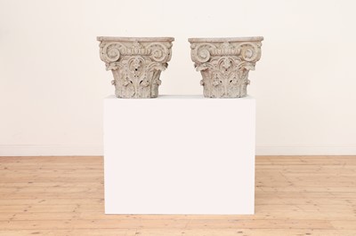 Lot 485 - A pair of cast iron Corinthian column capitals