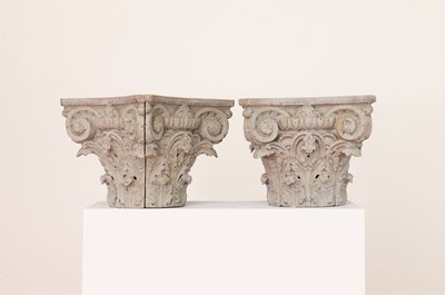 Lot 485 - A pair of cast iron Corinthian column capitals