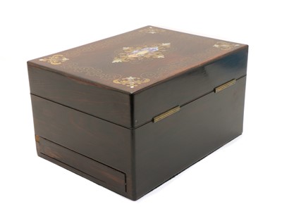 Lot 274 - A Victorian workbox with brass and mother of pearl inlay