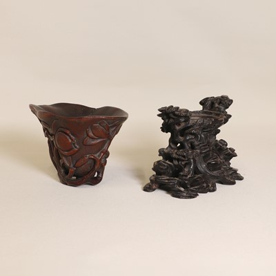 Lot 96 - A Chinese rhinoceros horn libation cup