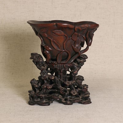 Lot 96 - A Chinese rhinoceros horn libation cup