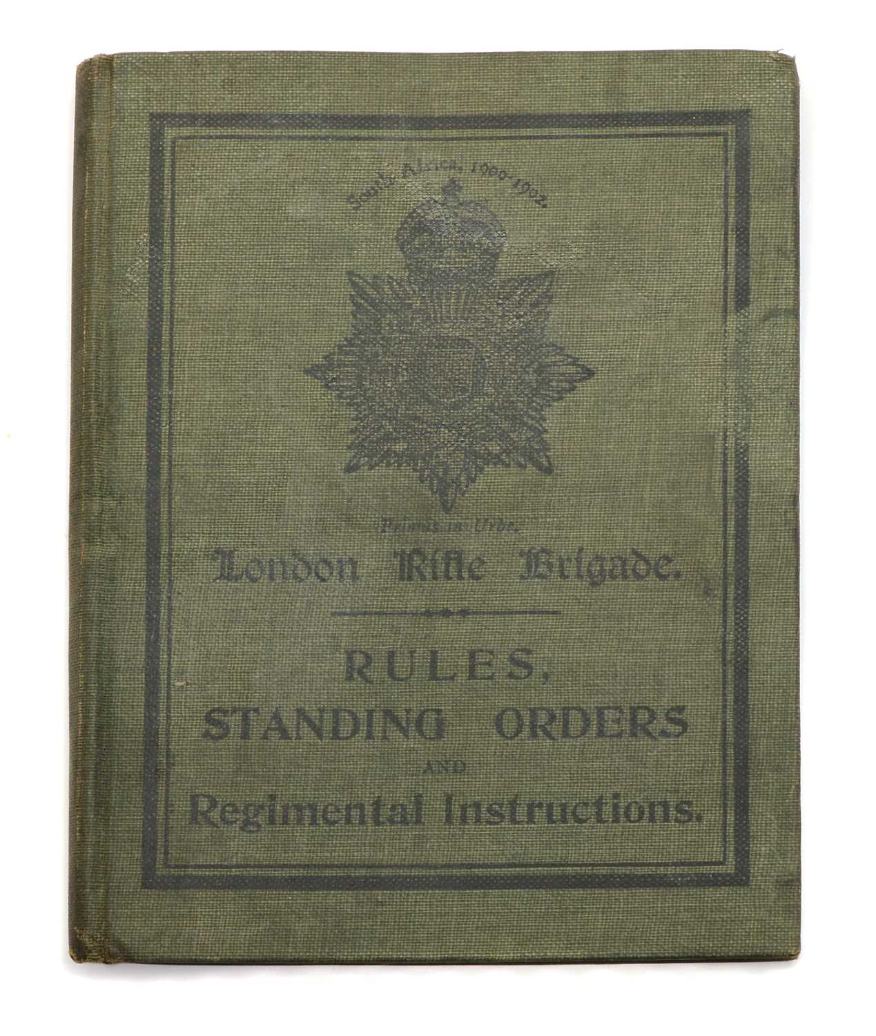 Lot 66 - A London Rifle Brigade Rules, Standing Orders and Regimental Instruction book