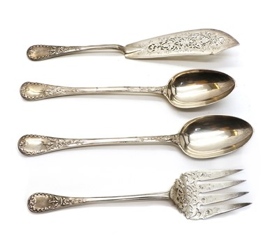 Lot 4 - A pair of Victorian silver fish servers and serving spoons