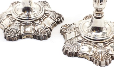 Lot 14 - A pair of Elizabeth II silver candelabra