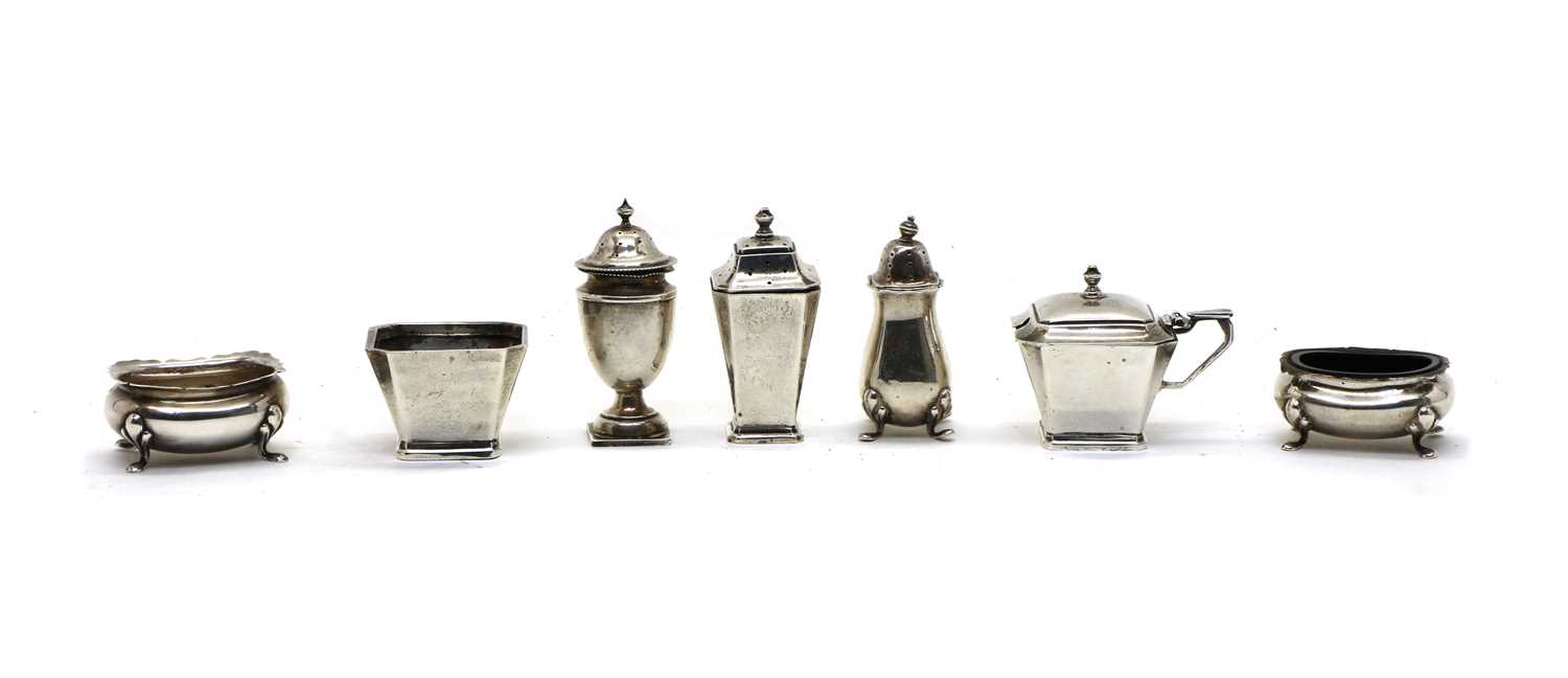 Lot 29 - A small collection of silver cruet pieces