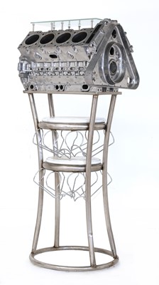 Lot 605 - A V8 engine block wine rack
