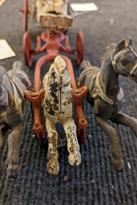 Lot 185 - An American cast iron Horse Drawn Fire Pump toy