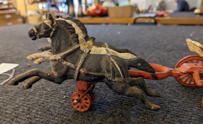 Lot 185 - An American cast iron Horse Drawn Fire Pump toy