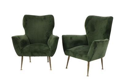 Lot 470 - A pair of Italian green armchairs