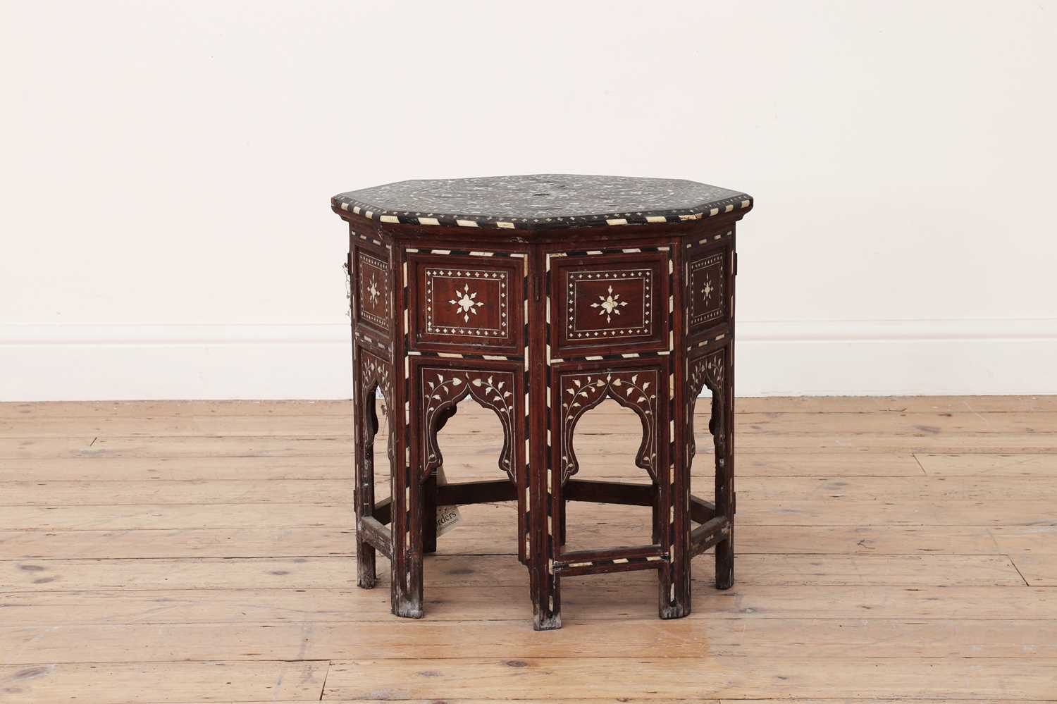 Lot 447 - A mother-of-pearl and bone-inlaid hexagonal occasional table