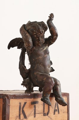 Lot 513 - A gilt-bronze furniture mount in the form of a cherub