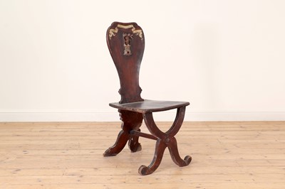 Lot 484 - A George II oak hall chair