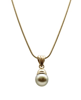 Lot 257 - A single stone cultured South Sea Tahitian pearl pendant/enhancer