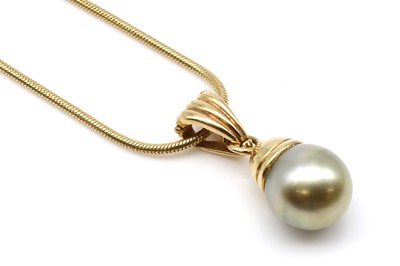 Lot 257 - A single stone cultured South Sea Tahitian pearl pendant/enhancer