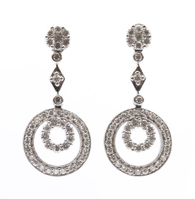 Lot 371 - A pair of American diamond set drop earrings