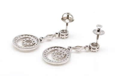 Lot 371 - A pair of American diamond set drop earrings