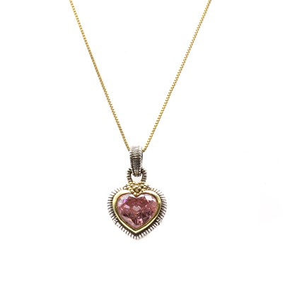 Lot 55 - A silver and gold, cubic zirconia and diamond pendant, by Judith Ripka
